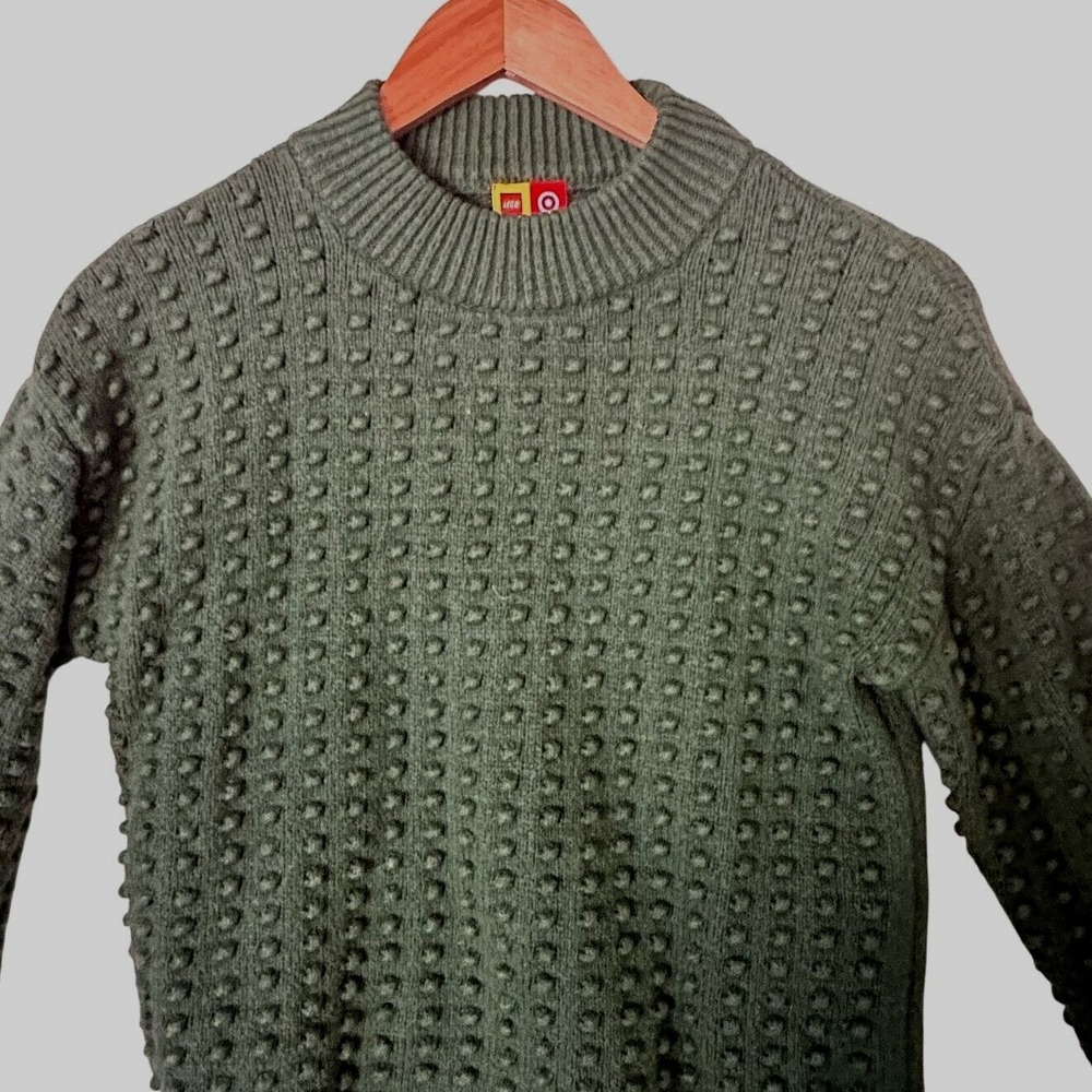 Lego Collection Target Popcorn Sweater Sz XS Green Cozy‎ Knit Warm Dark Academia - Picture 6 of 12